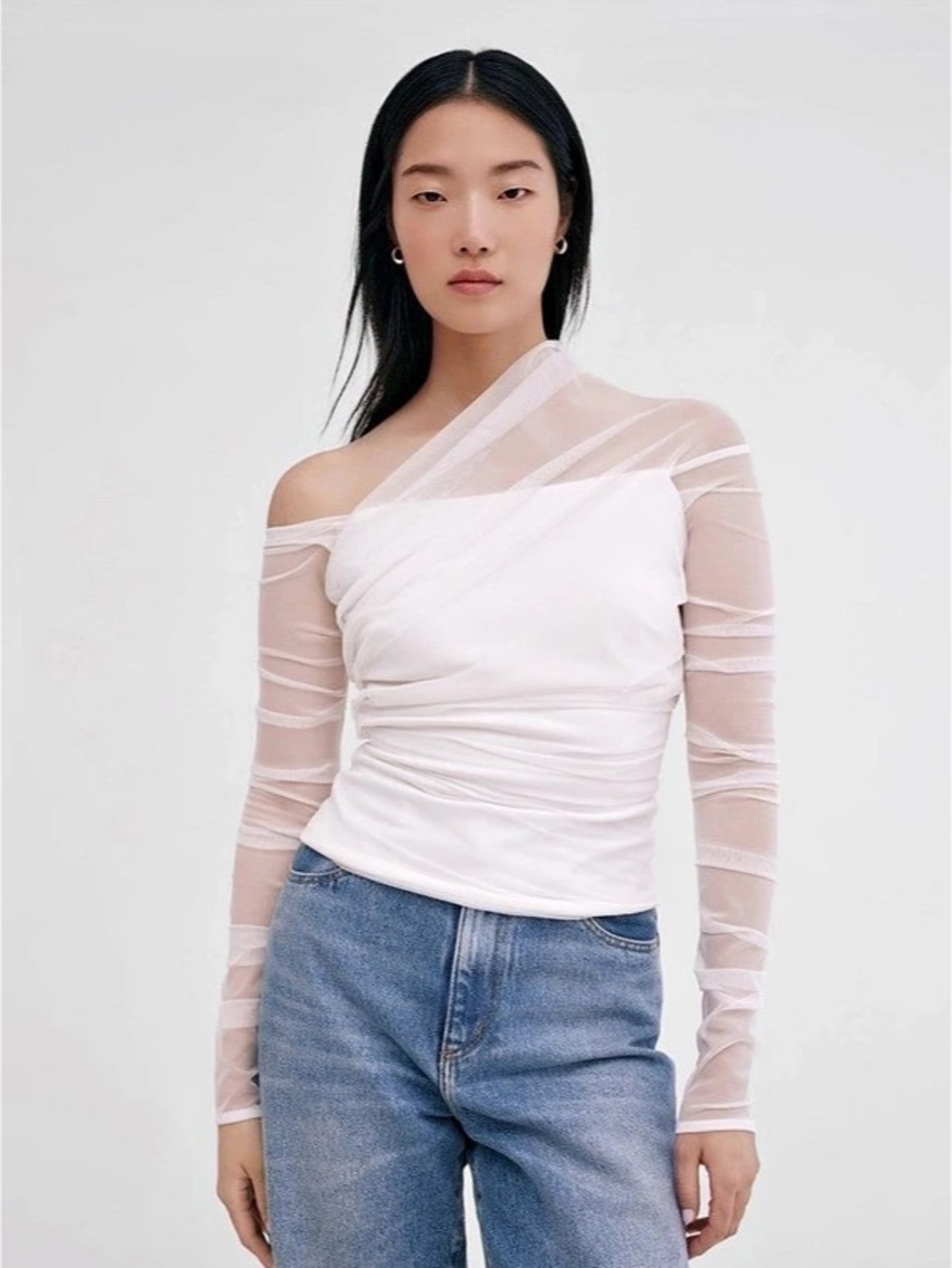 Marcella Monroe Top Sheer Overlay in White Large NWT